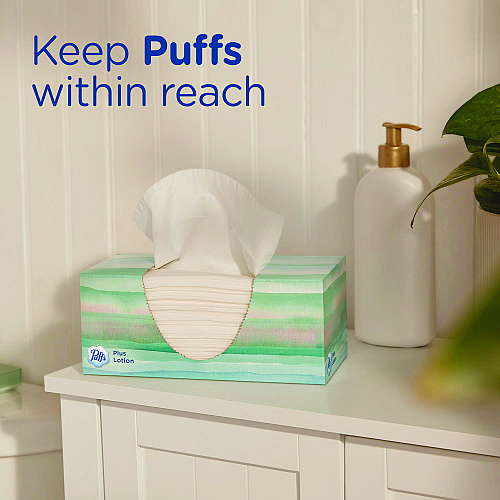 Puffs Plus Lotion Facial Tissue, 2-Ply, White, 124 Sheets/Box, 24 Boxes/Carton (39346)