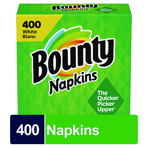 Bounty Quilted Napkins, 2-Ply, 12.1 x 12, White, 400/Pack, 4 Packs/Carton (19096)