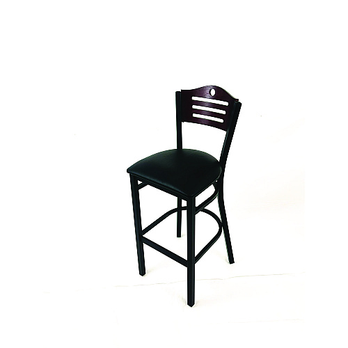 JMC Furniture Eagle Series Barstool, Supports Up to 300 lb, 28.5" Seat Height, Black Seat, Dark Mahogany Back, Black Base (EBBVBLKB)