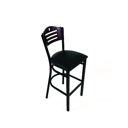 JMC Furniture Eagle Series Barstool, Supports Up to 300 lb, 28.5" Seat Height, Black Seat, Dark Mahogany Back, Black Base (EBBVBLKB)