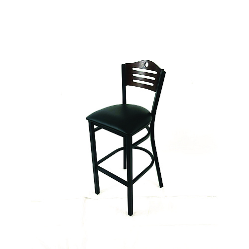 JMC Furniture Eagle Series Barstool, Supports Up to 300 lb, 28.5" Seat Height, Black Seat, Dark Walnut Back, Black Base (EBBVBLKC)