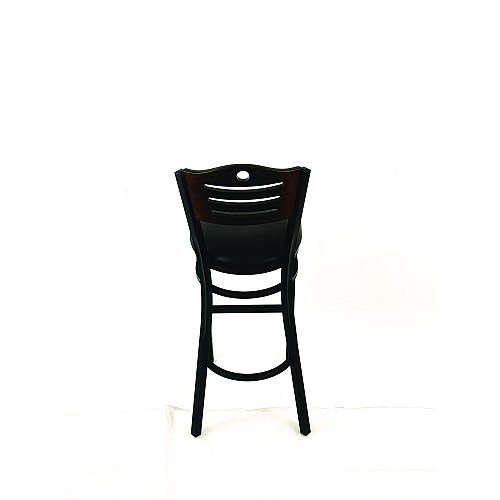 JMC Furniture Eagle Series Barstool, Supports Up to 300 lb, 28.5" Seat Height, Black Seat, Dark Walnut Back, Black Base (EBBVBLKC)