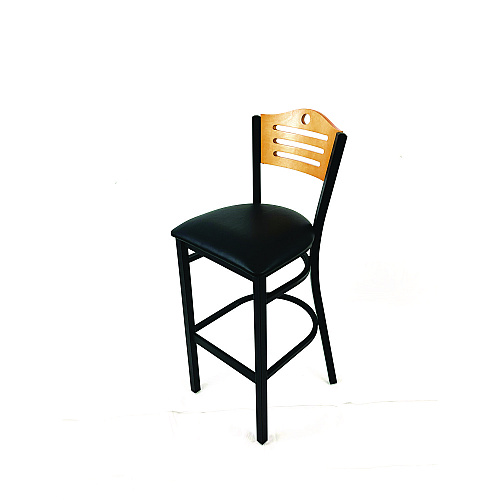 JMC Furniture Eagle Series Barstool, Supports Up to 300 lb, 28.5" Seat Height, Black Seat, Natural Back, Black Base (EBBVBLKD)