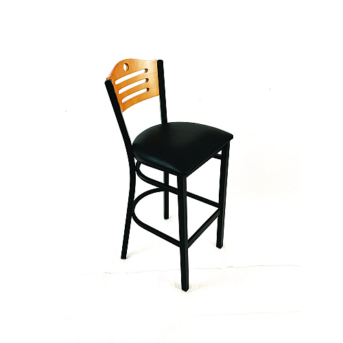 JMC Furniture Eagle Series Barstool, Supports Up to 300 lb, 28.5" Seat Height, Black Seat, Natural Back, Black Base (EBBVBLKD)