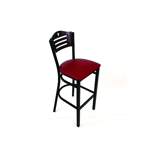 JMC Furniture Eagle Series Barstool, Supports Up to 300 lb, 28.5" Seat Height, Burgundy Seat, Dark Mahogany Back, Black Base (EBBVBURB)