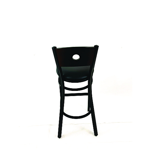 JMC Furniture Circle Series Barstool, Supports Up to 300 lb, 28.5" Seat Height, Black Seat, Dark Walnut Back, Black Base (CRBBVBLKC)