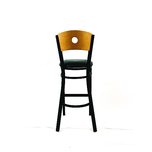 JMC Furniture Circle Series Barstool, Supports Up to 300 lb, 28.5" Seat Height, Black Seat, Natural Back, Black Base (CRBBVBLKD)