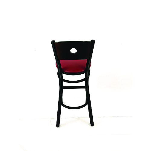 JMC Furniture Circle Series Barstool, Supports Up to 300 lb, 28.5" Seat Height, Burgundy Seat, Dark Walnut Back, Black Base (CRBBVBURC)