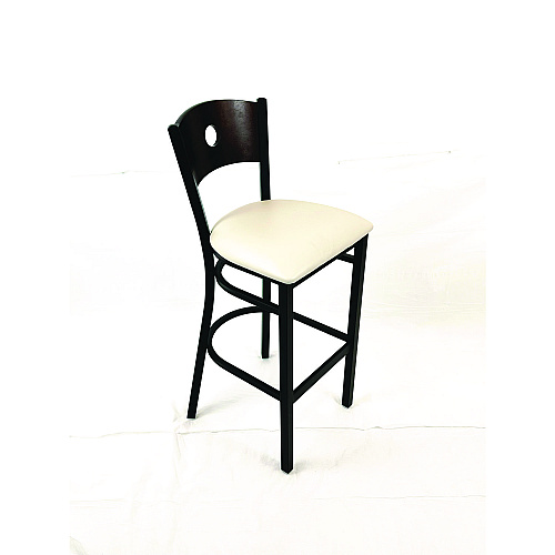 JMC Furniture Circle Series Barstool, Supports Up to 300 lb, 28.5" Seat Height, Cream Seat, Dark Walnut Back, Black Base (CRBBVCRMC)