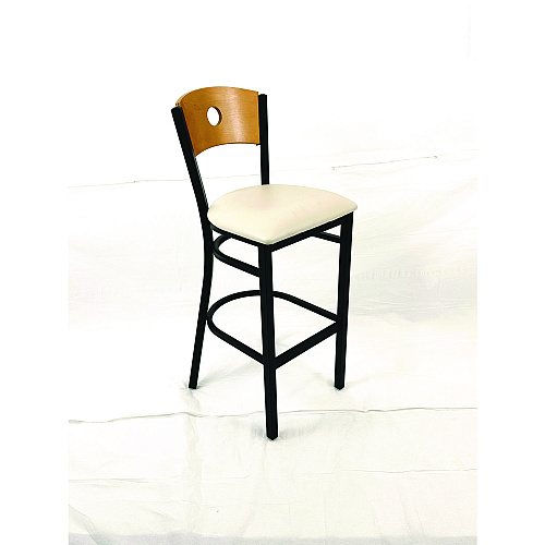 JMC Furniture Circle Series Barstool, Supports Up to 300 lb, 28.5" Seat Height, Cream Seat, Natural Back, Black Base (CRBBVCRMD)