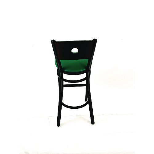 JMC Furniture Circle Series Barstool, Supports Up to 300 lb, 28.5" Seat Height, Green Seat, Dark Walnut Back, Black Base (CRBBVGRNC)