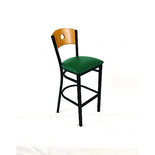 JMC Furniture Circle Series Barstool, Supports Up to 300 lb, 28.5" Seat Height, Green Seat, Natural Back, Black Base (CRBBVGRND)