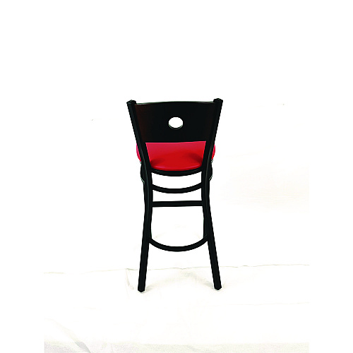 JMC Furniture Circle Series Barstool, Supports Up to 300 lb, 28.5" Seat Height, Red Seat, Dark Walnut Back, Black Base (CRBBVREDC)