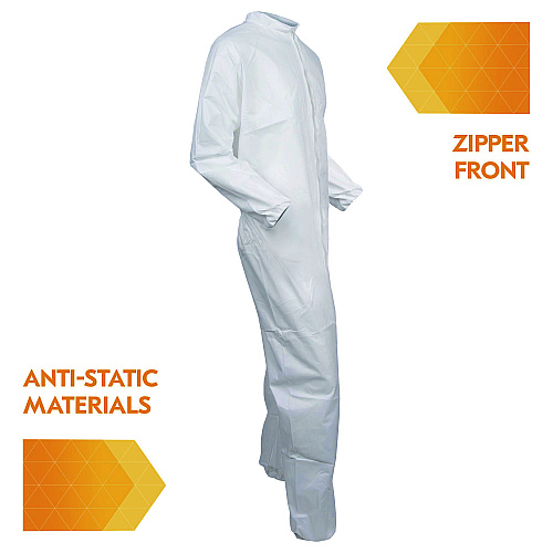 KleenGuard A40 Zipper Front Liquid and Particle Protection Coveralls, 3X-Large, White, 25/Carton (44306)