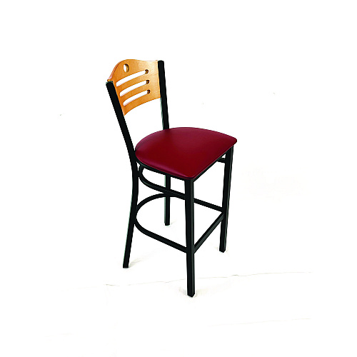 JMC Furniture Eagle Series Barstool, Supports Up to 300 lb, 28.5" Seat Height, Burgundy Seat, Natural Back, Black Base (EBBVBURD)