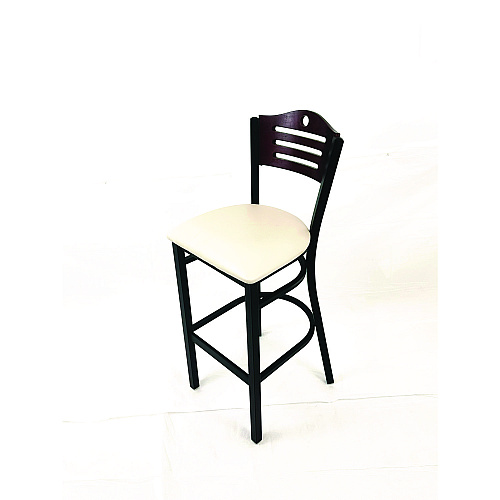 JMC Furniture Eagle Series Barstool, Supports Up to 300 lb, 28.5" Seat Height, Cream Seat, Dark Mahogany Back, Black Base (EBBVCRMB)
