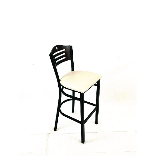 JMC Furniture Eagle Series Barstool, Supports Up to 300 lb, 28.5" Seat Height, Cream Seat, Dark Walnut Back, Black Base (EBBVCRMC)