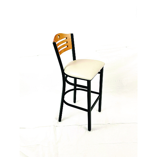 JMC Furniture Eagle Series Barstool, Supports Up to 300 lb, 28.5" Seat Height, Cream Seat, Natural Back, Black Base (EBBVCRMD)