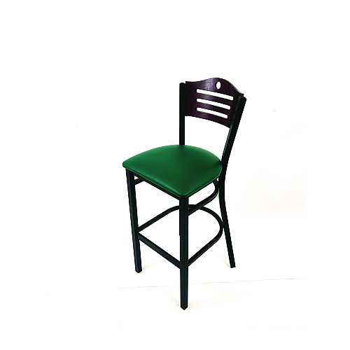 JMC Furniture Eagle Series Barstool, Supports Up to 300 lb, 28.5" Seat Height, Green Seat, Dark Mahogany Back, Black Base (EBBVGRNB)
