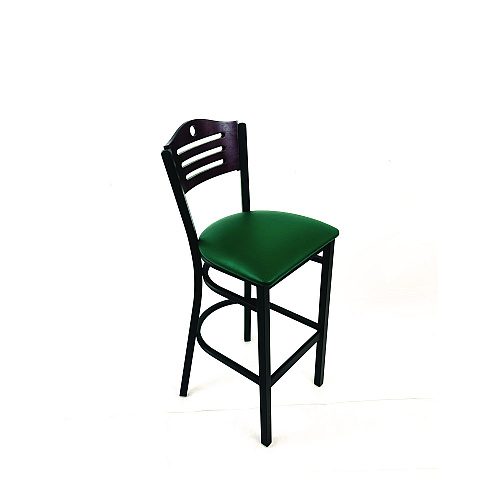 JMC Furniture Eagle Series Barstool, Supports Up to 300 lb, 28.5" Seat Height, Green Seat, Dark Mahogany Back, Black Base (EBBVGRNB)
