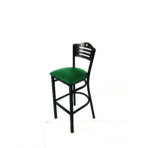 JMC Furniture Eagle Series Barstool, Supports Up to 300 lb, 28.5" Seat Height, Green Seat, Dark Walnut Back, Black Base (EBBVGRNC)