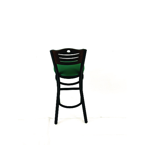 JMC Furniture Eagle Series Barstool, Supports Up to 300 lb, 28.5" Seat Height, Green Seat, Dark Walnut Back, Black Base (EBBVGRNC)