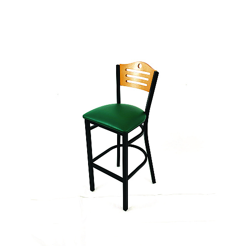 JMC Furniture Eagle Series Barstool, Supports Up to 300 lb, 28.5" Seat Height, Green Seat, Natural Back, Black Base (EBBVGRND)