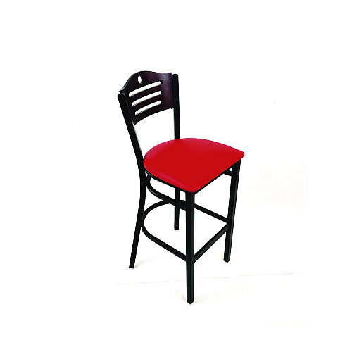 JMC Furniture Eagle Series Barstool, Supports Up to 300 lb, 28.5" Seat Height, Red Seat, Dark Mahogany Back, Black Base (EBBVREDB)