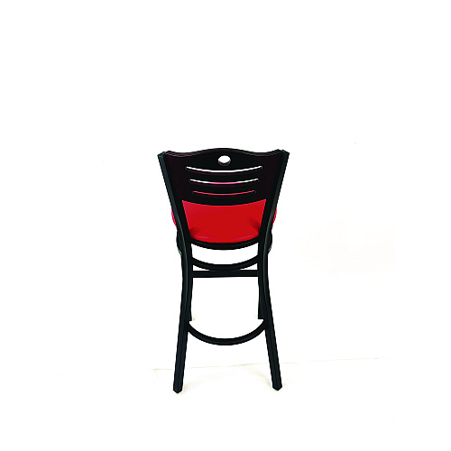 JMC Furniture Eagle Series Barstool, Supports Up to 300 lb, 28.5" Seat Height, Red Seat, Dark Mahogany Back, Black Base (EBBVREDB)