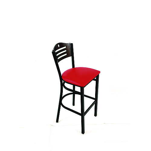 JMC Furniture Eagle Series Barstool, Supports Up to 300 lb, 28.5" Seat Height, Red Seat, Dark Walnut Back, Black Base (EBBVREDC)