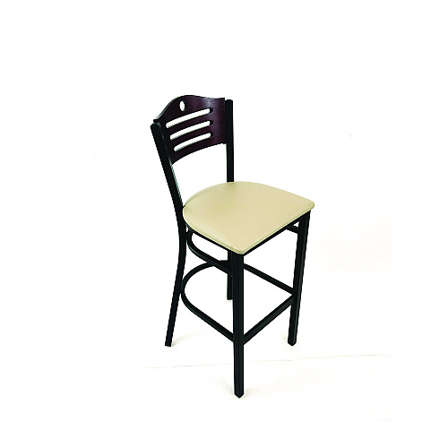 JMC Furniture Eagle Series Barstool, Supports Up to 300 lb, 28.5" Seat Height, Taupe Seat, Dark Mahogany Back, Black Base (EBBVTAUB)