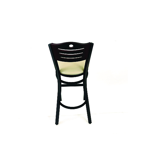 JMC Furniture Eagle Series Barstool, Supports Up to 300 lb, 28.5" Seat Height, Taupe Seat, Dark Mahogany Back, Black Base (EBBVTAUB)