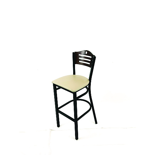 JMC Furniture Eagle Series Barstool, Supports Up to 300 lb, 28.5" Seat Height, Taupe Seat, Dark Walnut Back, Black Base (EBBVTAUC)