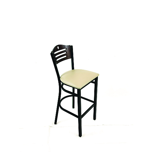 JMC Furniture Eagle Series Barstool, Supports Up to 300 lb, 28.5" Seat Height, Taupe Seat, Dark Walnut Back, Black Base (EBBVTAUC)