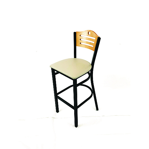 JMC Furniture Eagle Series Barstool, Supports Up to 300 lb, 28.5" Seat Height, Taupe Seat, Natural Back, Black Base (EBBVTAUD)