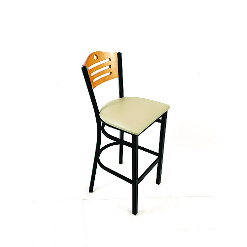 JMC Furniture Eagle Series Barstool, Supports Up to 300 lb, 28.5" Seat Height, Taupe Seat, Natural Back, Black Base (EBBVTAUD)