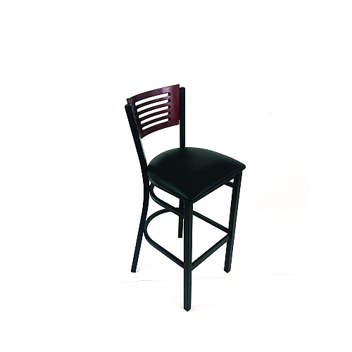 JMC Furniture Jones River Series Barstool, Supports Up to 300 lb, 28.5" Seat Height, Black Seat, Dark Mahogany Back, Black Base (JRBBVBLKB)