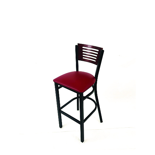 JMC Furniture Jones River Series Barstool, Supports Up to 300 lb, 28.5" Seat Height, Burgundy Seat, Dark Mahogany Back, Black Base (JRBBVBURB)