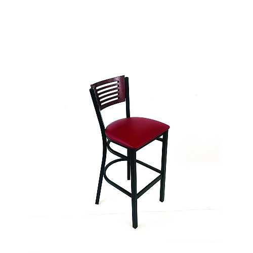 JMC Furniture Jones River Series Barstool, Supports Up to 300 lb, 28.5" Seat Height, Burgundy Seat, Dark Mahogany Back, Black Base (JRBBVBURB)