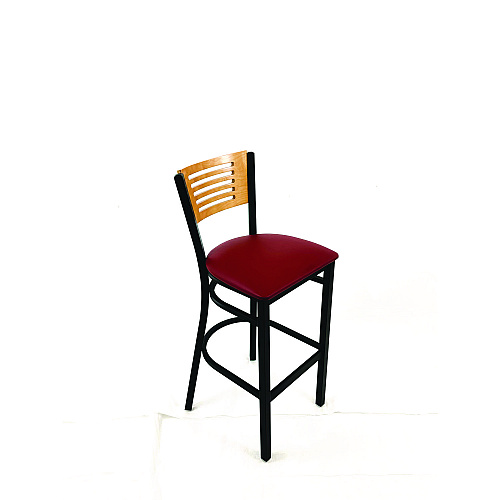 JMC Furniture Jones River Series Barstool, Supports Up to 300 lb, 28.5" Seat Height, Burgundy Seat, Natural Back, Black Base (JRBBVBURD)