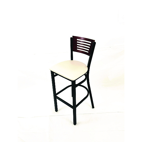 JMC Furniture Jones River Series Barstool, Supports Up to 300 lb, 28.5" Seat Height, Cream Seat, Dark Mahogany Back, Black Base (JRBBVCRMB)