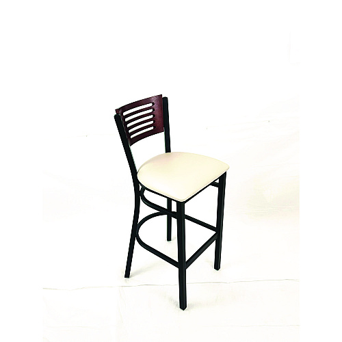 JMC Furniture Jones River Series Barstool, Supports Up to 300 lb, 28.5" Seat Height, Cream Seat, Dark Mahogany Back, Black Base (JRBBVCRMB)