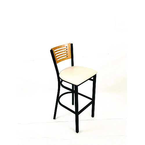 JMC Furniture Jones River Series Barstool, Supports Up to 300 lb, 28.5" Seat Height, Cream Seat, Natural Back, Black Base (JRBBVCRMD)