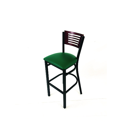 JMC Furniture Jones River Series Barstool, Supports Up to 300 lb, 28.5" Seat Height, Green Seat, Dark Mahogany Back, Black Base (JRBBVGRNB)