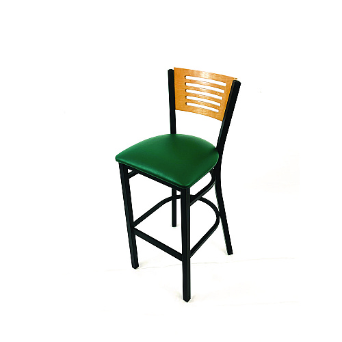JMC Furniture Jones River Series Barstool, Supports Up to 300 lb, 28.5" Seat Height, Green Seat, Natural Back, Black Base (JRBBVGRND)