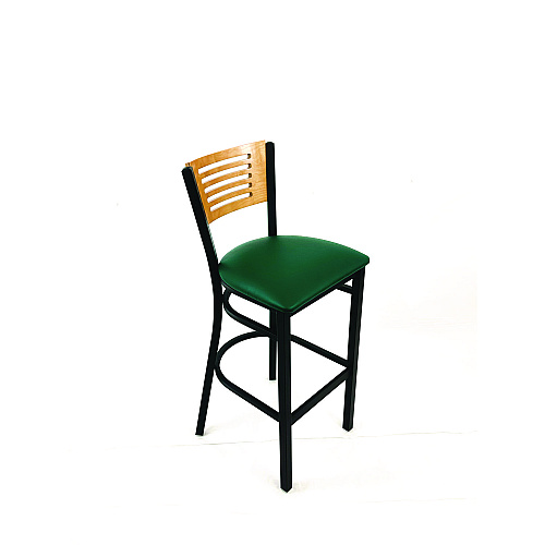 JMC Furniture Jones River Series Barstool, Supports Up to 300 lb, 28.5" Seat Height, Green Seat, Natural Back, Black Base (JRBBVGRND)