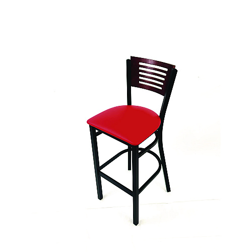 JMC Furniture Jones River Series Barstool, Supports Up to 300 lb, 28.5" Seat Height, Red Seat, Dark Mahogany Back, Black Base (JRBBVREDB)