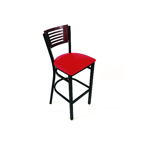 JMC Furniture Jones River Series Barstool, Supports Up to 300 lb, 28.5" Seat Height, Red Seat, Dark Mahogany Back, Black Base (JRBBVREDB)