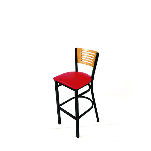 JMC Furniture Jones River Series Barstool, Supports Up to 300 lb, 28.5" Seat Height, Red Seat, Natural Back, Black Base (JRBBVREDD)