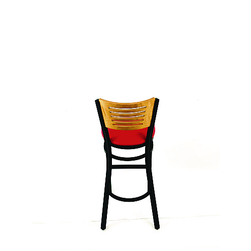 JMC Furniture Jones River Series Barstool, Supports Up to 300 lb, 28.5" Seat Height, Red Seat, Natural Back, Black Base (JRBBVREDD)